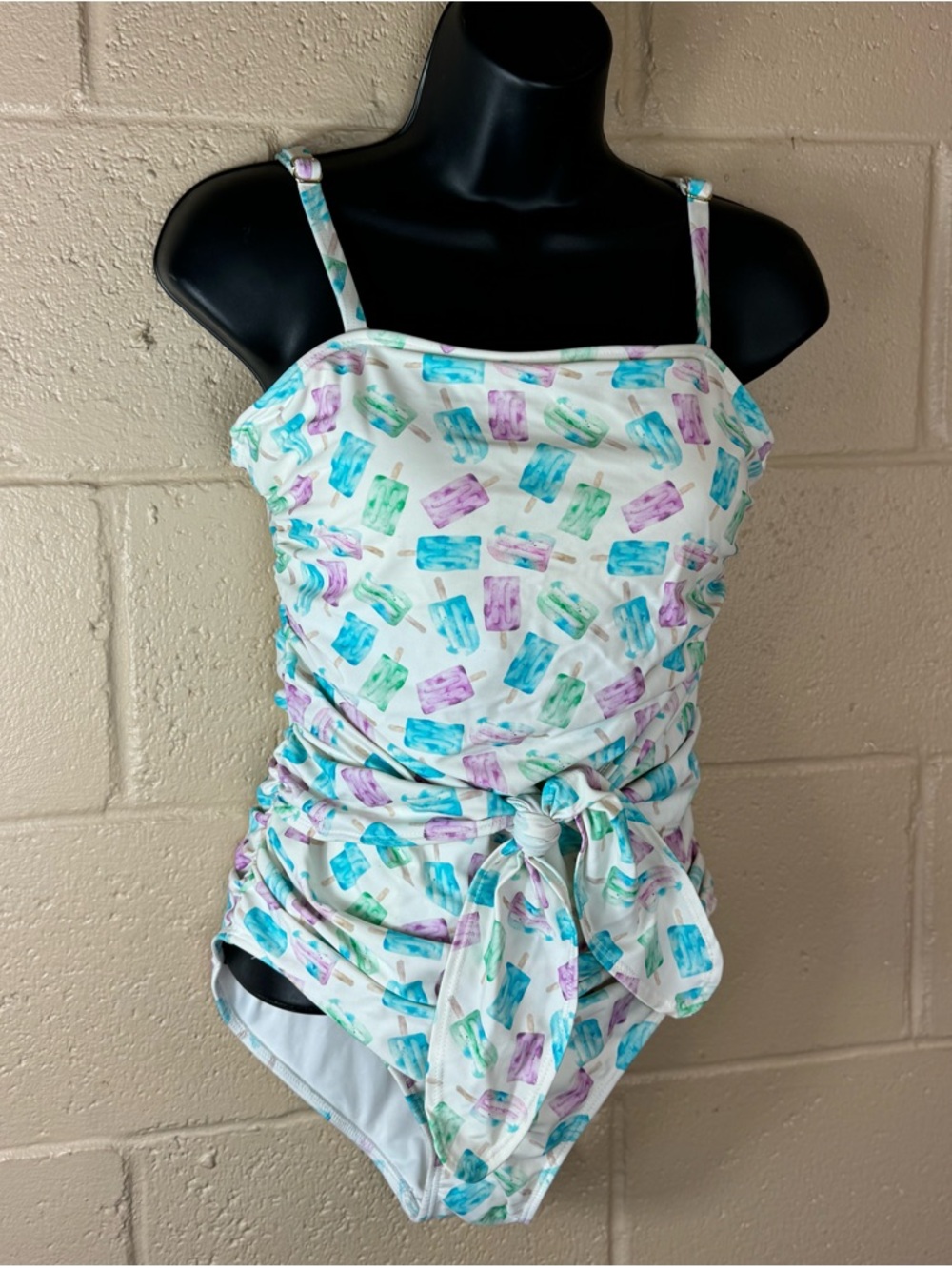 Pink Desert One-Piece Swimsuit with Popsicle Print in Medium